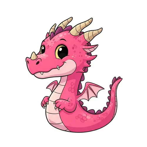 Playful Cartoon-Style Pink Dragon in 8k Resolution