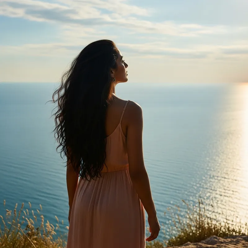 Black-Haired Woman Standing by the Sea | YourSite Black-Haired Woman Standing by the Sea | YourSite