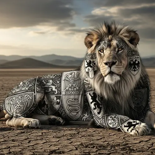 Majestic Lion with Italian Heraldry Imagery