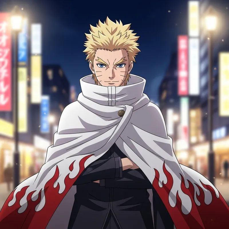 Confident Anime Character with Spiky Blond Hair Minato