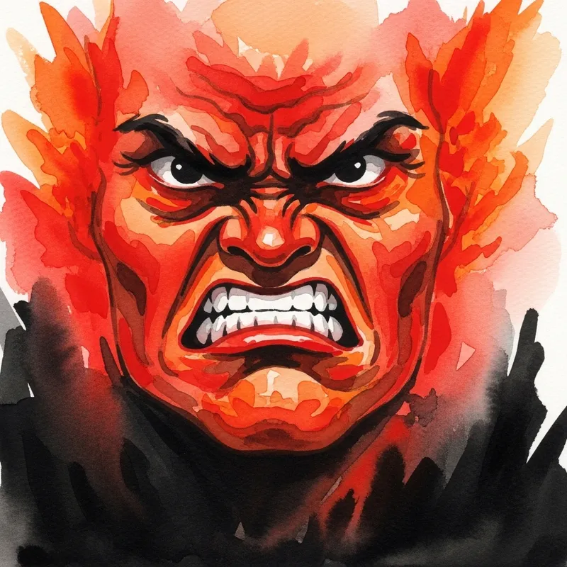 Vibrant Watercolour Painting of Anger