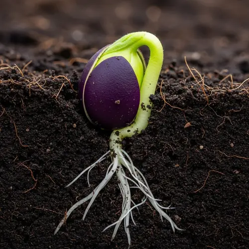 Germination Process of Eggplant Seed: Detailed Scene