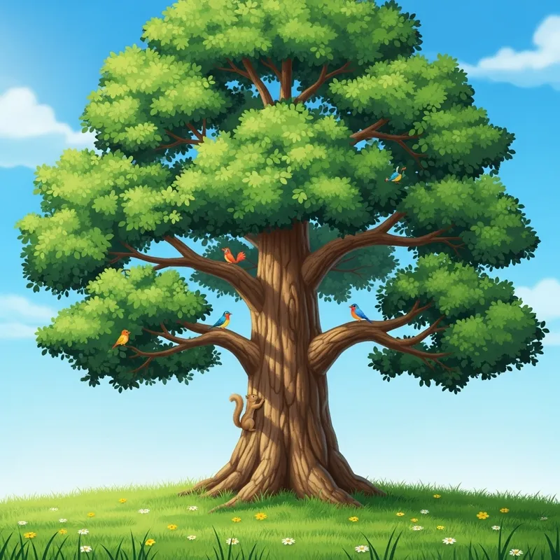 Peaceful Canopy of Green Trees in Serene Meadow