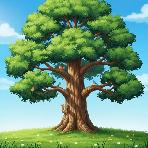 Tranquil Green Tree Canopy in Lush Meadow - Nature's Harmony