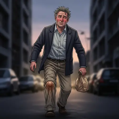 Clumsy Mature Man Stumbled - Humorous Image