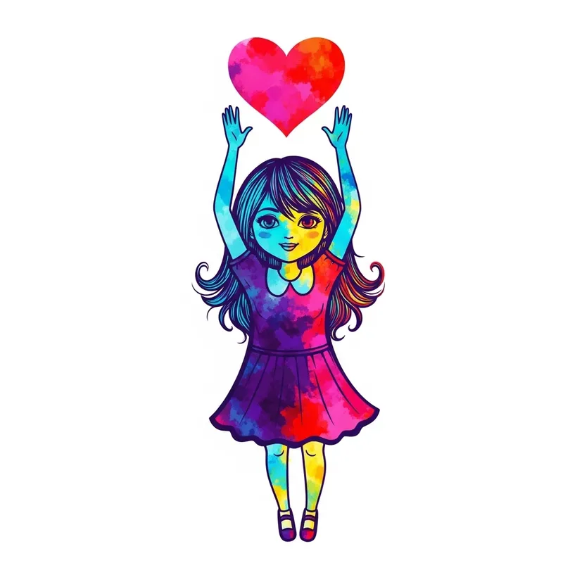 Vivid Girl with Heart - Creative Artwork Vivid Girl with Heart - Creative Artwork