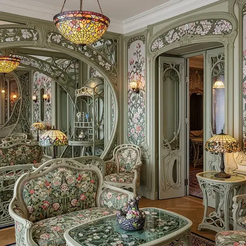 Art Nouveau Style Room Design: Organic Shapes, Curved Lines, Opulent Furniture