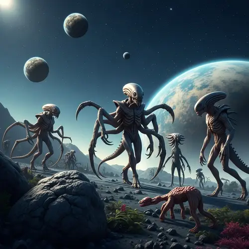 Extraterrestrial Scene on Unknown Planet - Unique Alien Creatures