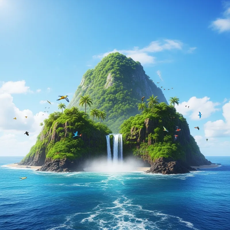 Tropical Island Escape - Azure Waters & Lush Greenery Tropical Island Escape - Azure Waters & Lush Greenery