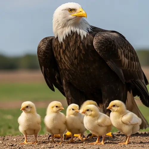 Baby Chickens and Giant Eagle - Wildlife Encounter