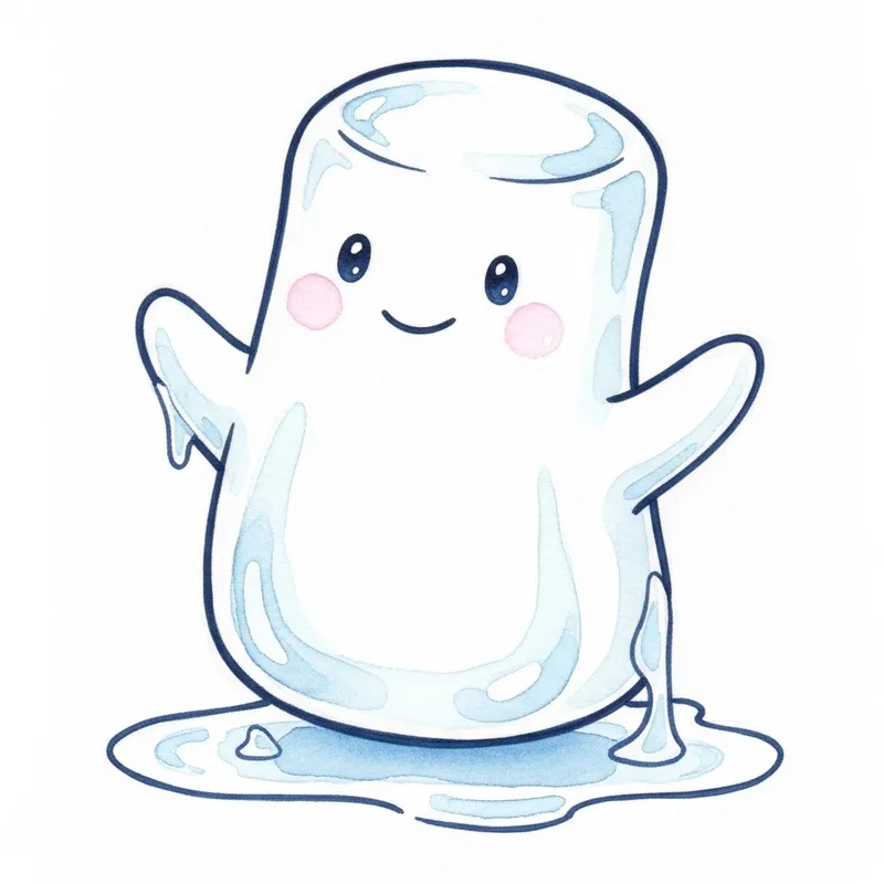 Little Squish: Charming Watercolor Sketch of Marshmallow Puddle Character