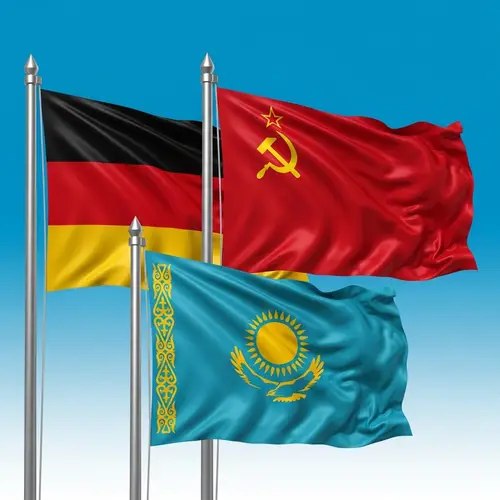 Flags of Germany, Soviet Union & Kazakhstan T-shirt Design