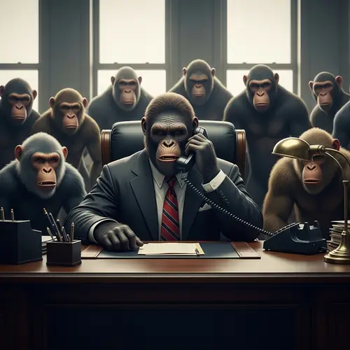 Imposing Ape as Underworld Leader Organizing Primate Society