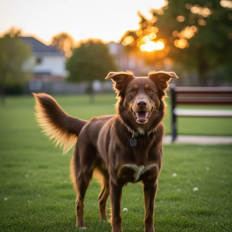 Charming Chocolate-Brown Dog in Serene Park Setting
