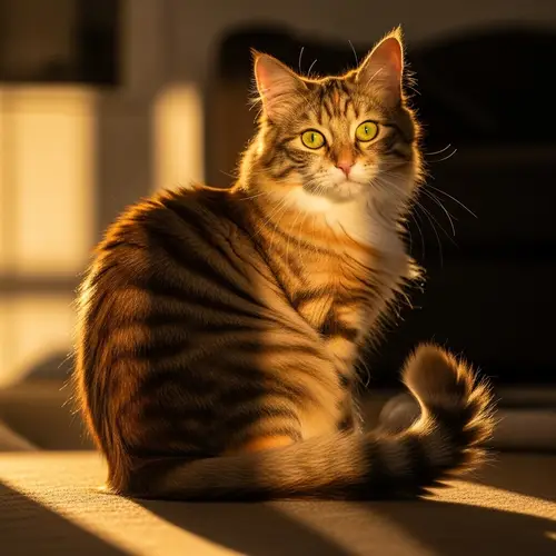 Comfortable Cat with Bright Eyes and Soft Fur