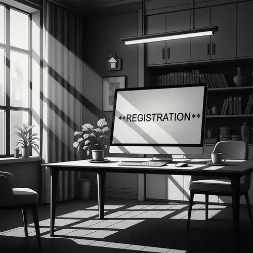 Vintage Registration Poster with Modern Computer Design