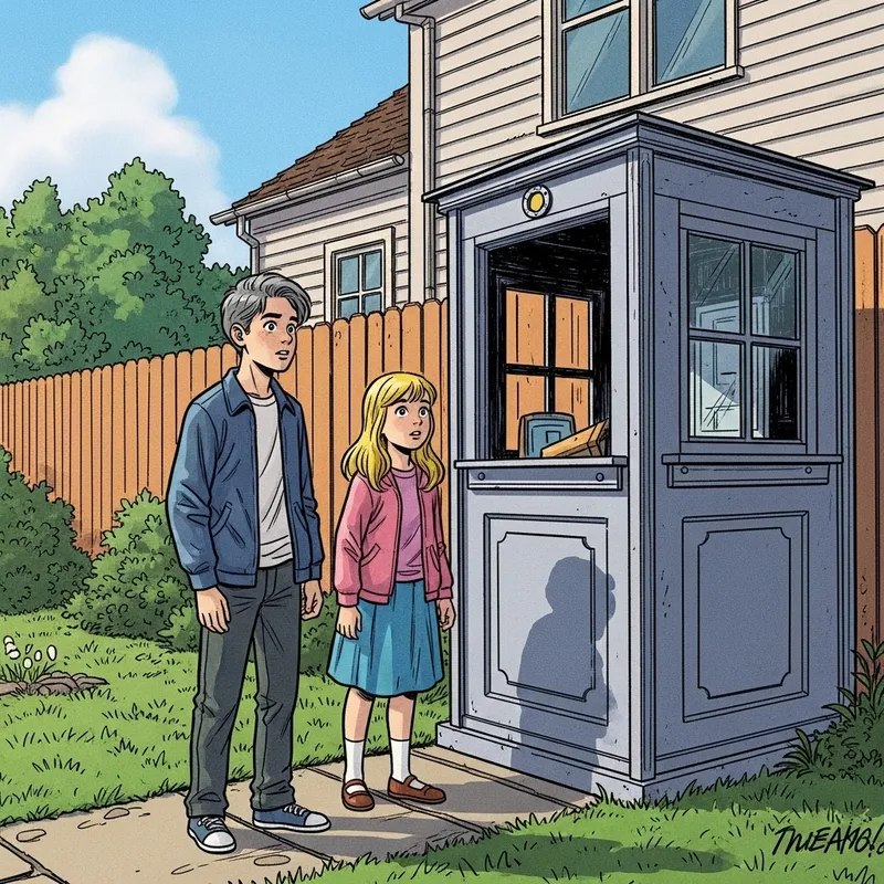 Comic Book Style Siblings at Backyard Booth