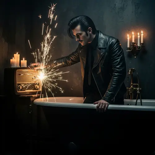 Gothic Greaser Tragedy: Vintage Radio Sparking Electric Shock