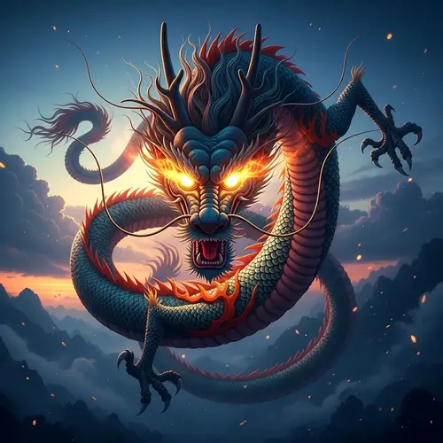 Majestic Chinese Dragon with Vibrant Glowing Eyes