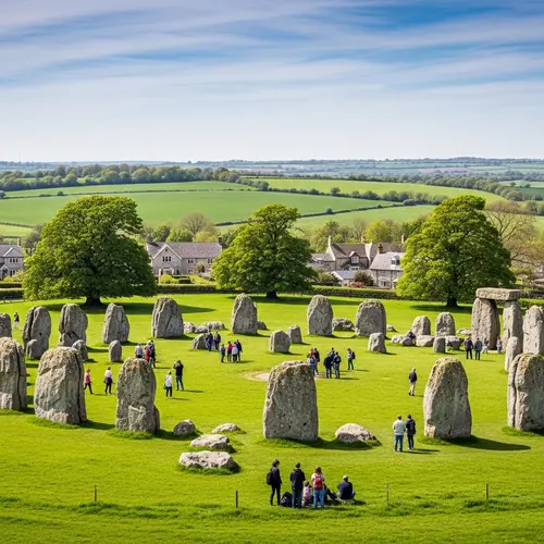 Panoramic View of Avebury in Wiltshire, England