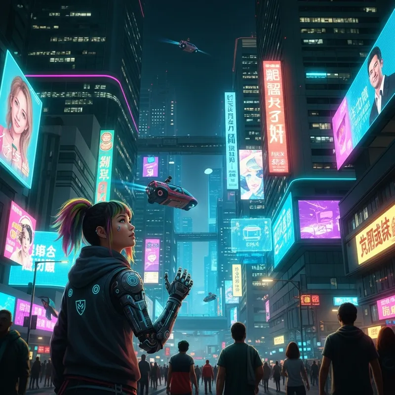 Futuristic Cyberpunk Metropolis - Meta, Neon Skyscrapers