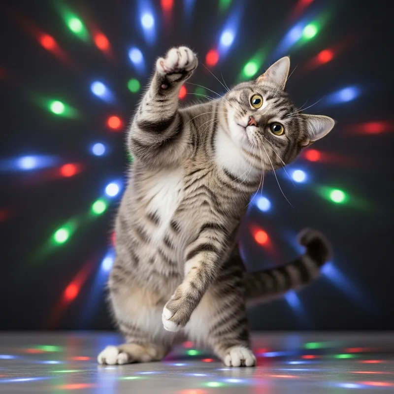 Dancing Cat Delights in Playful Party Atmosphere