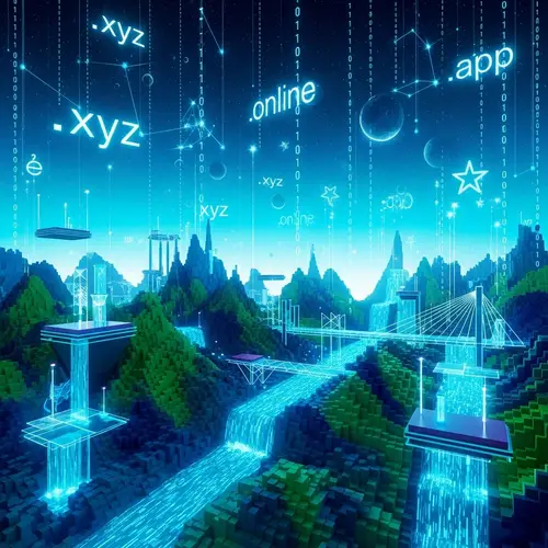 Futuristic Digital Landscape with Cascading Data Streams