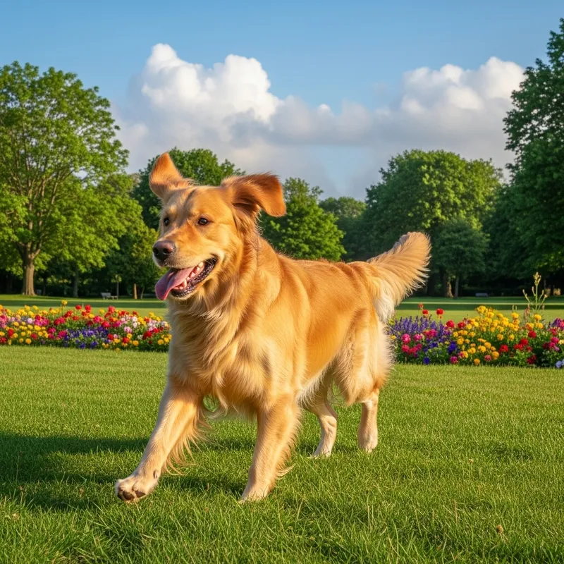 Playful Dog Enjoying Nature in a Park