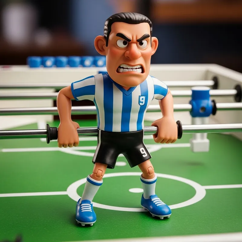 Mean Black Foosball Player | Dynamic Soccer Figure Mean Black Foosball Player | Dynamic Soccer Figure