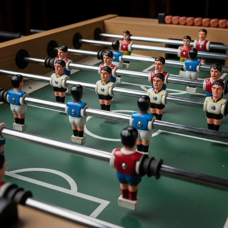 Mean Looking Foosball Players Compete Intensely Mean Looking Foosball Players Compete Intensely