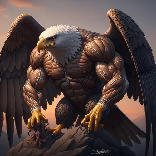 Majestic Muscular Eagle in Late Afternoon Light