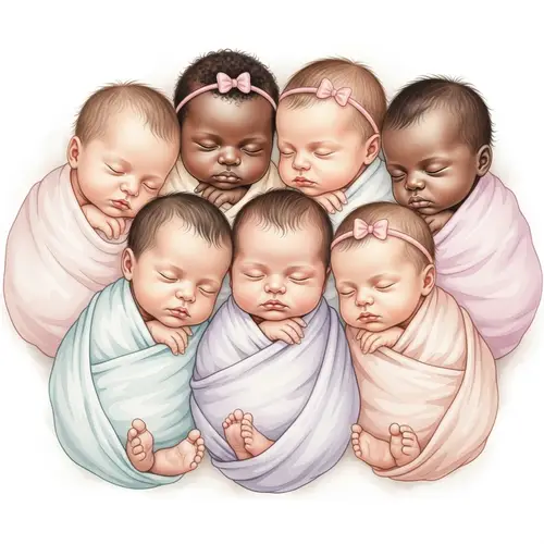 Newborn Babies Watercolor Illustration | Serene Infant Slumber