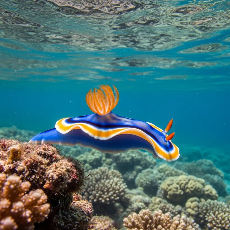 Vibrant Blue and Orange Nudibranch