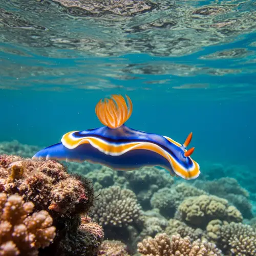 Captivating Blue and Orange Nudibranch in Clear Ocean Water