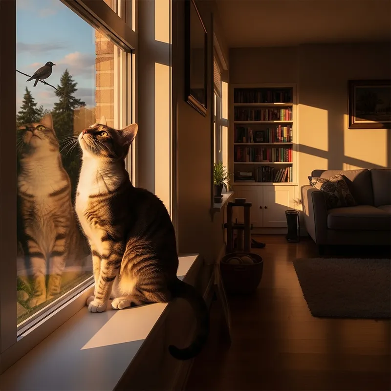 Beautiful Cat Enjoying Sunset