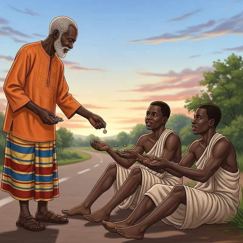 Generous Act of Giving in Vibrant African Scene