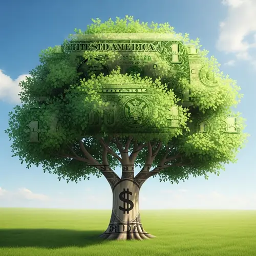 Unique $1 Tree Illustration - Nature and Economy Theme