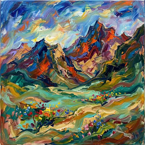Abstract Mountain Landscape Art | Expressive Peaks & Valleys