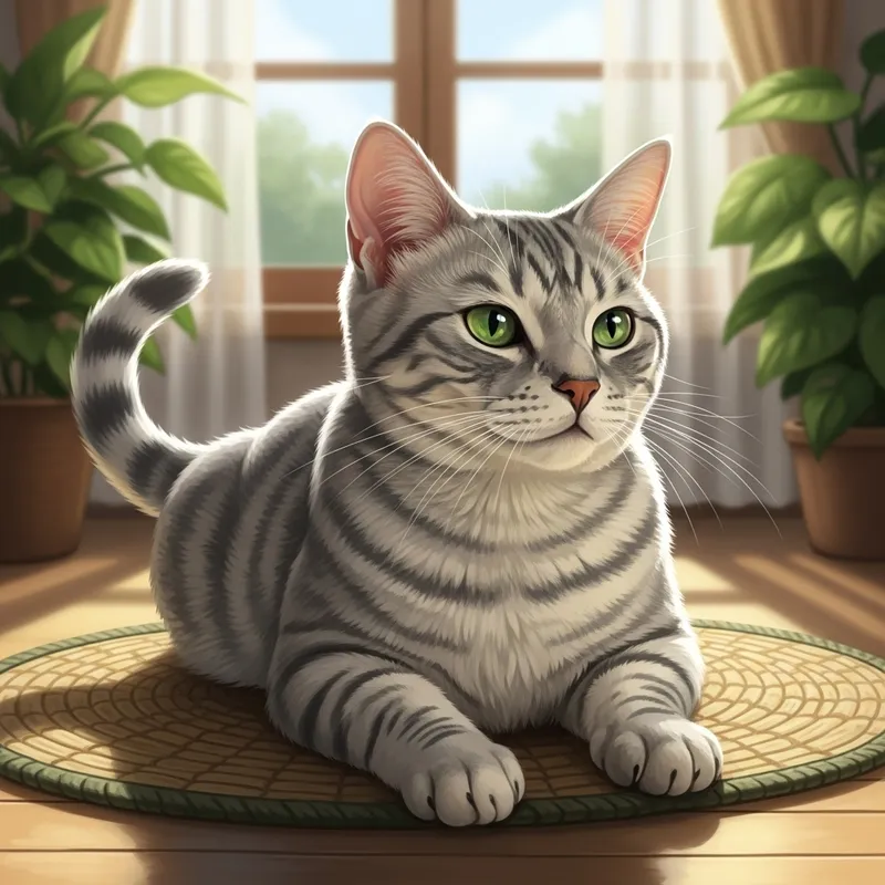 Adorable Grey Cat Relaxing on Mat Adorable Grey Cat Relaxing on Mat