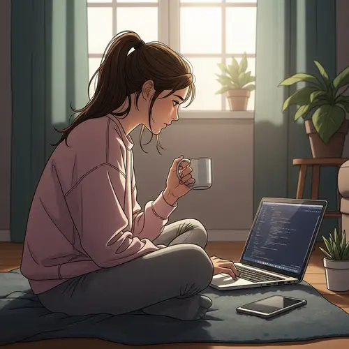 Young Girl Coding on Laptop | Tech Home Workspace