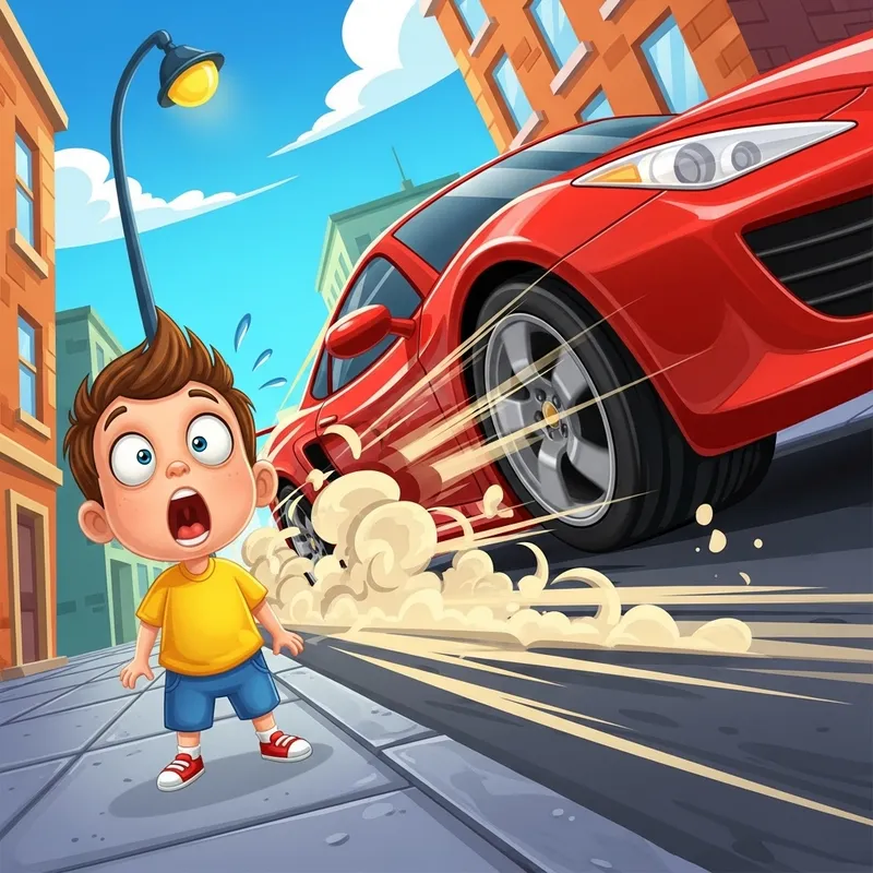 Cartoon of a Small Child Hit by a Speeding Car | Safety Lesson Cartoon of a Small Child Hit by a Speeding Car | Safety Lesson