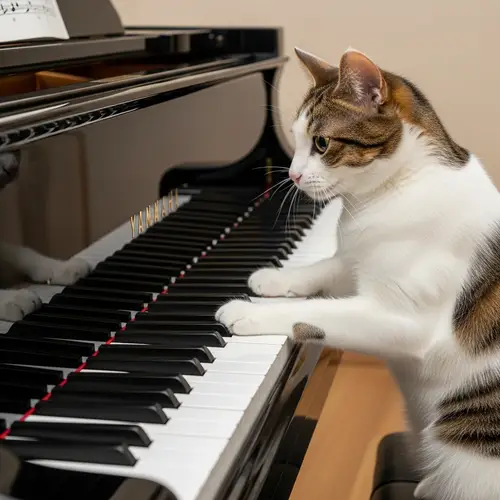 Feline Playing Grand Piano: Captivating Musical Performance