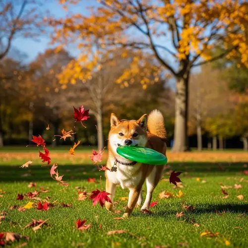 Playful Shiba Inu Enjoying Fall Weather | Dog Park Fun