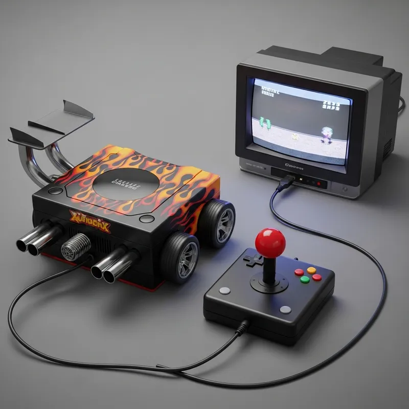 Custom Flame-Embossed GameCube Console with Car Design