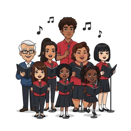 Diverse Choir Group Singing in Perfect Harmony | Red & Black Uniform