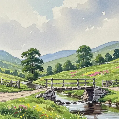 Tranquil Scene in Scotland's Countryside | Watercolor Painting