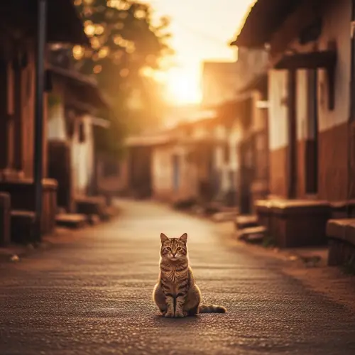 Majestic Domestic Cat in Ancient Indian Village | Rural Beauty