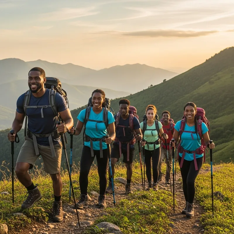 Afro Marchers in Action: A Diverse Hiking Team Afro Marchers in Action: A Diverse Hiking Team