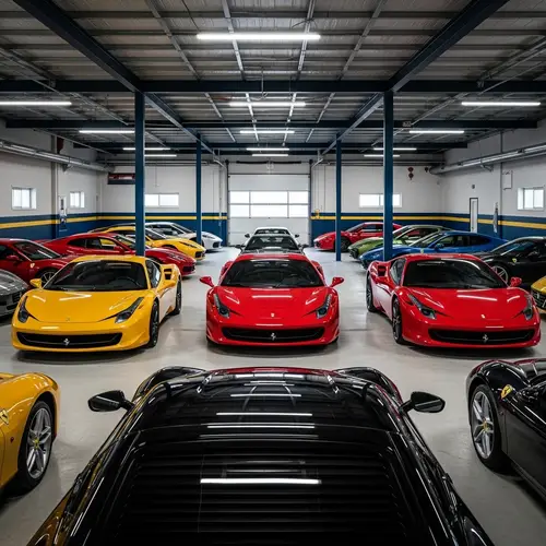 Luxury Ferrari Sports Cars in a Garage