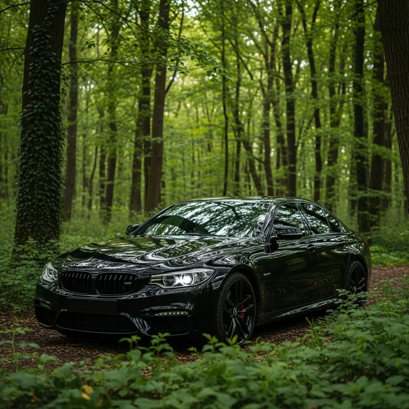 Black Cullinan Car in Forest Greenery - Natural Majesty